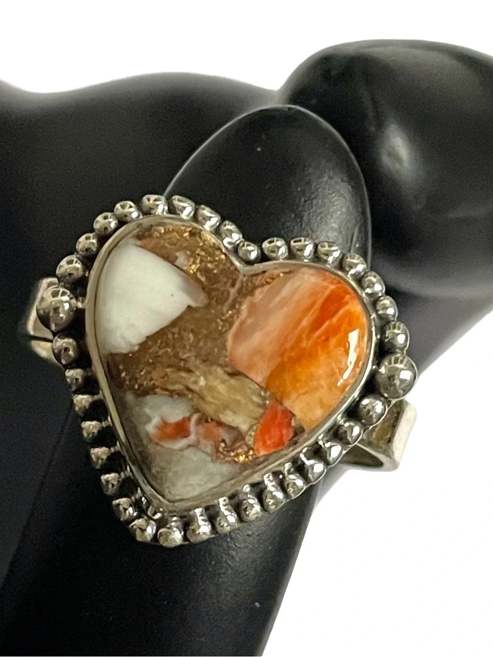 Oyster Turquoise And Sterling Silver Heart Shaped Ring Size 10